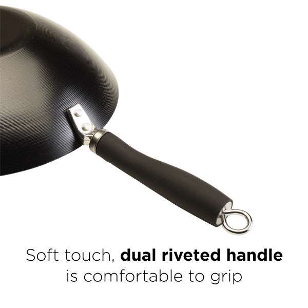 Carbon Steel Non-Stick Wok, 14 Inch, Helper Handle - Ecolution