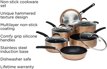 Impressions 10 Piece Hammered Cookware Set