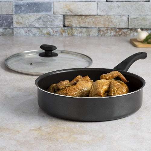 Elements Deep Cooker with Glass Lid, 4 1/2 Quart, Gray - Ecolution