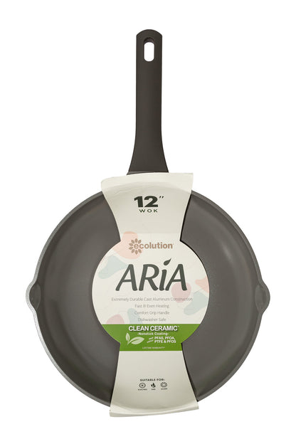 Aria 12" Cast Aluminum Wok with Clean Ceramic™ Nonstick – Charcoal - Ecolution