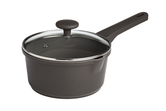 Aria 2Qt Cast Aluminum Saucepan with Glass Lid – Charcoal or Cream - Ecolution