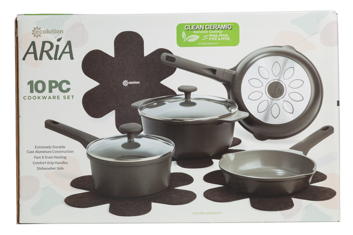 Aria 10-Piece Cast Aluminum Cookware Set - Ecolution