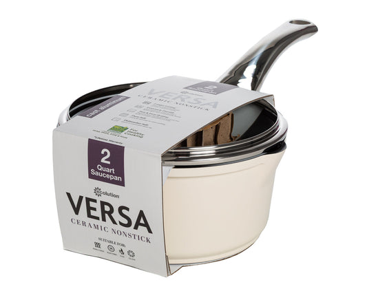 Versa 2Qt Cast Aluminum Saucepan with Clean Ceramic™ Nonstick – Cream - Ecolution