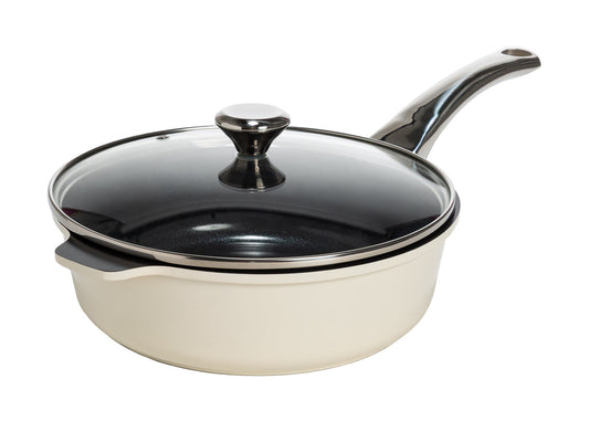 Versa Cast Aluminum Induction Deep Cooker with Clean Ceramic™ Nonstick – Cream (3Qt or 4.4Qt) - Ecolution