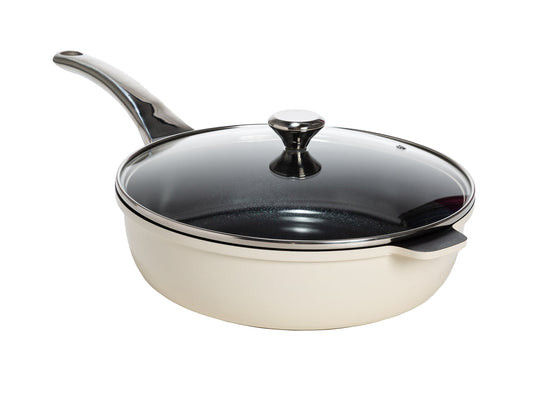 Versa Cast Aluminum Induction Deep Cooker with Clean Ceramic™ Nonstick – Cream (3Qt or 4.4Qt) - Ecolution